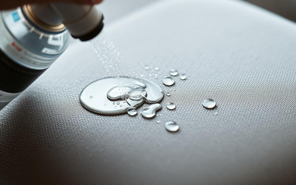 Gotas de água sobre tecido impermeabilizado